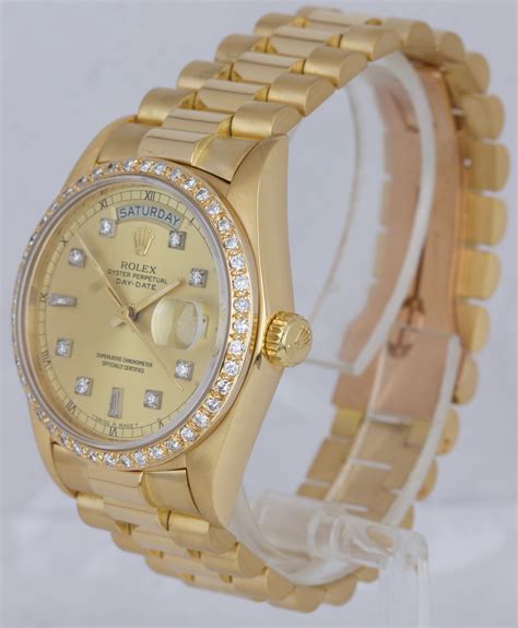 mens 18k gold rolex datejust president watch w diamonds|Rolex presidential watch.